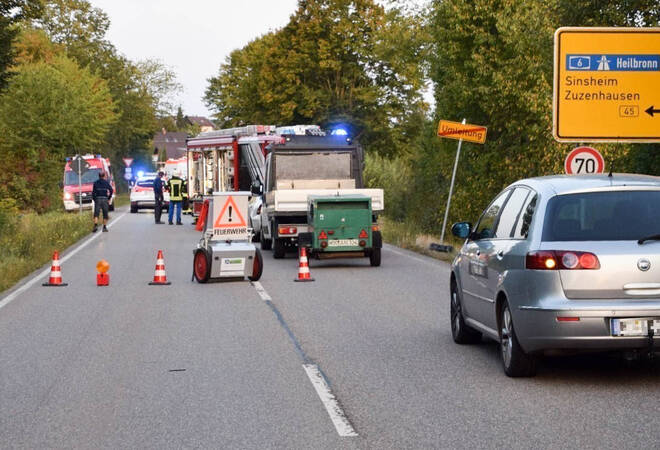 
		Unfall mit drei Fahrzeugen:  L549 bei Meckesheim voll gesperrt (Update)
		