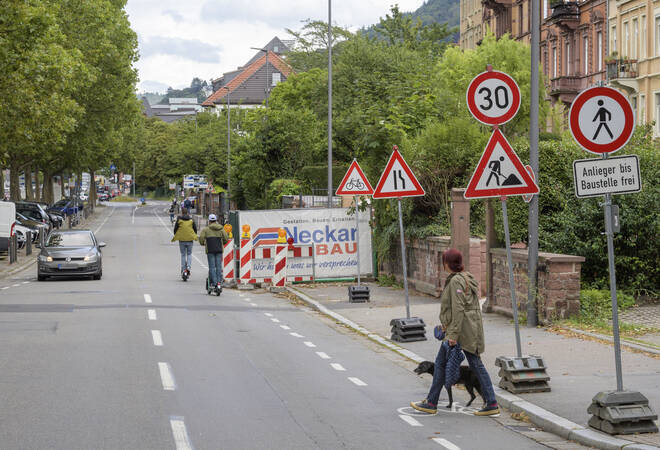 Heidelberg: Neckarstaden-Baustelle blockiert Gehweg