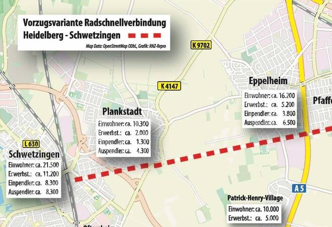 
		Immer geradeaus:  So könnte der Radschnellweg Schwetzingen-Heidelberg aussehen
		