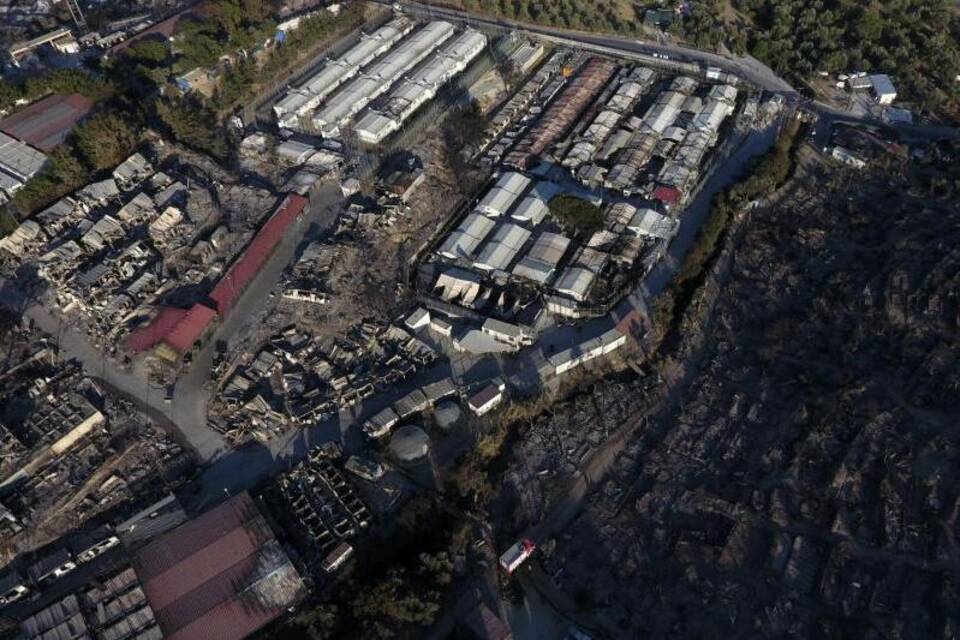 Nach Brand in Flüchtlingslager Moria auf Lesbos Nach Brand in Flüchtlingslager Moria auf Lesbos