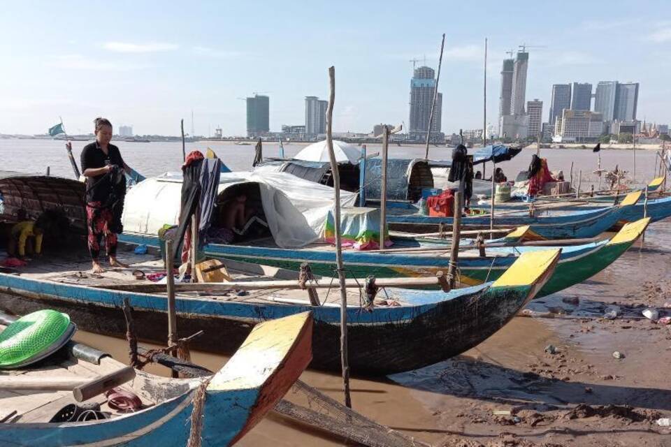 Fischerboote am Mekong