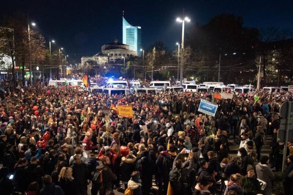 Demonstranten in Leipzig