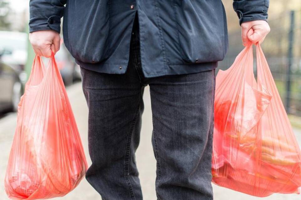 Einkäufe in Plastiktüte Einkäufe in Plastiktüte