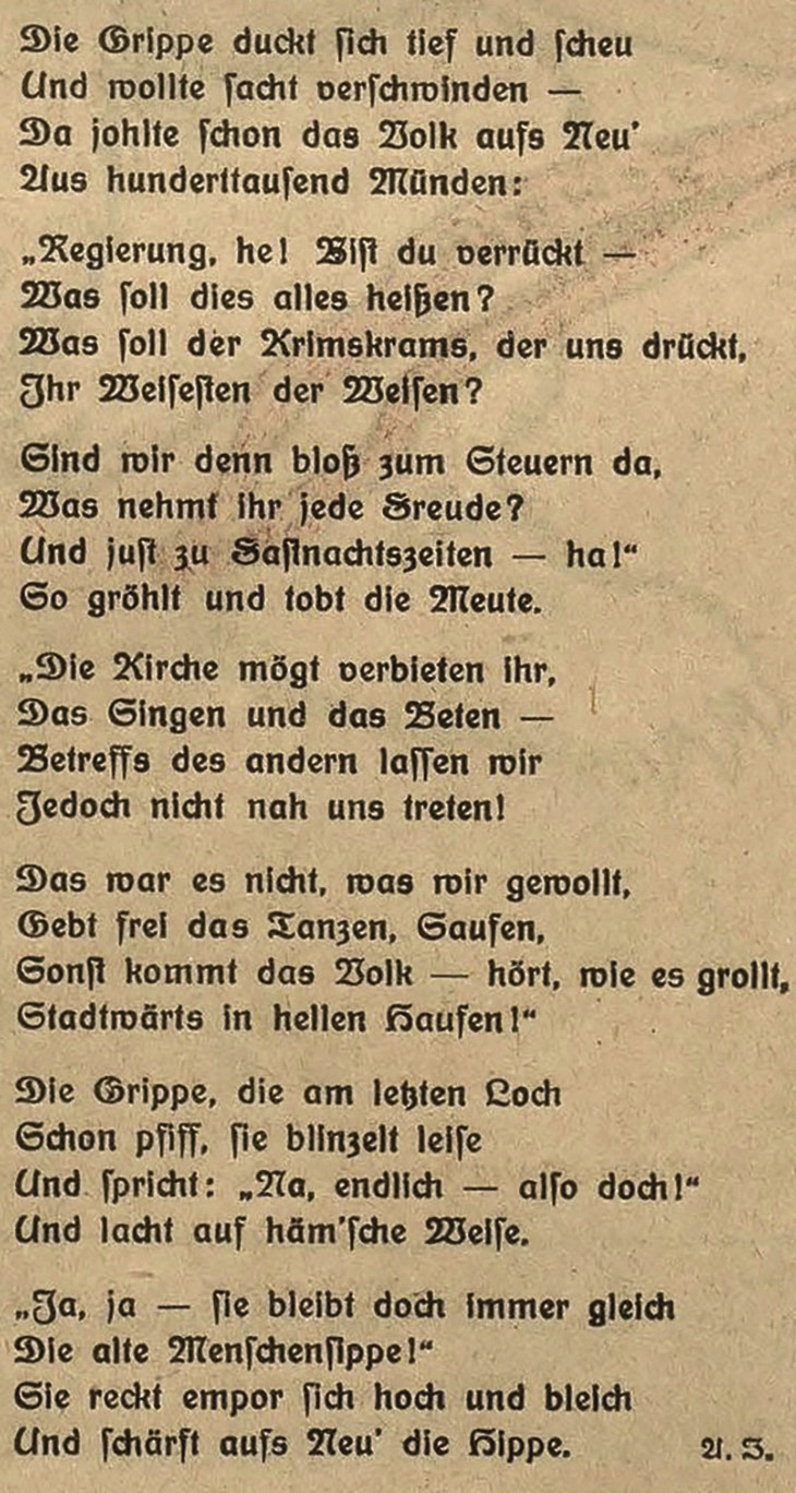 corona pandemie die verbluffende aktualitat eines gedichts uber spanische grippe kultur regional rnz