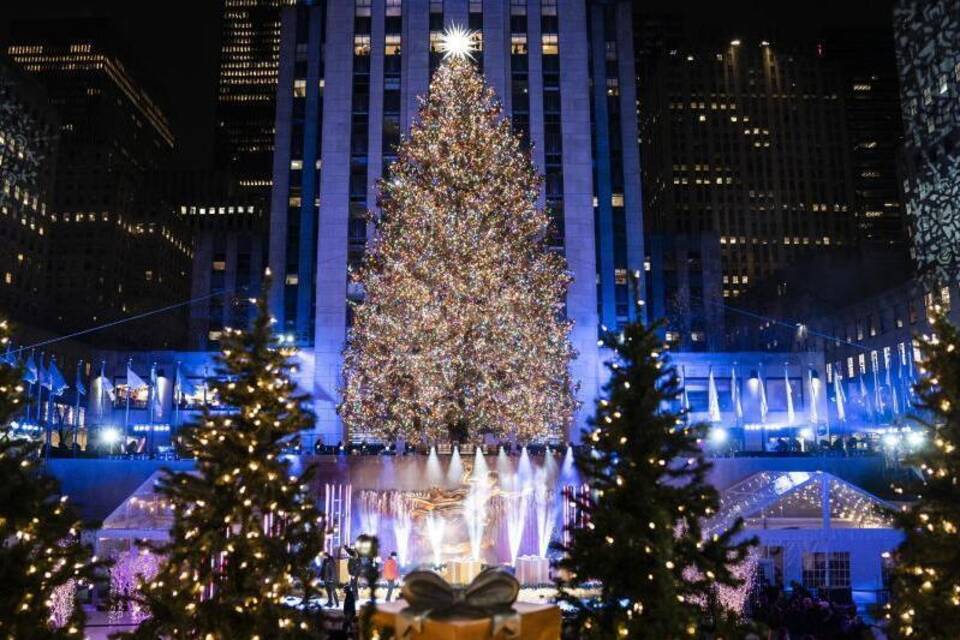 Weihnachstbaum Lichter am RockefellerWeihnachtsbaum in New York