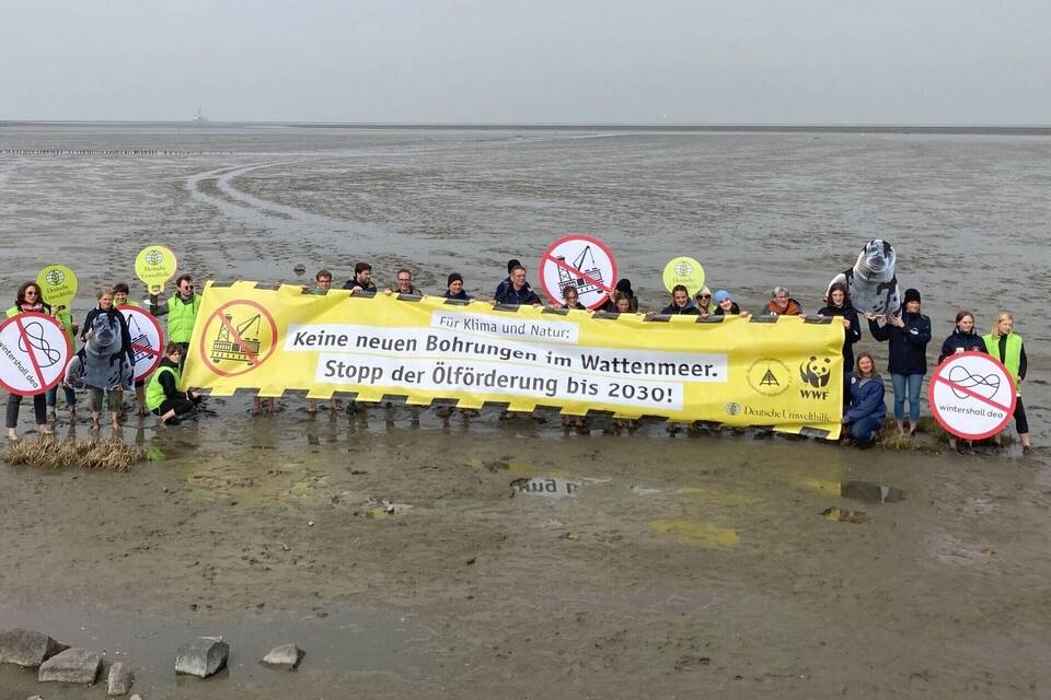Aktion gegene Ölförderung im Wattenmeer Aktion gegene Ölförderung im Wattenmeer