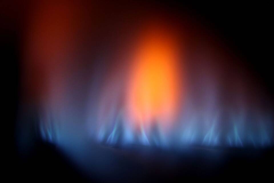 Gasflamme in Durchlauferhitzer Gasflamme in Durchlauferhitzer