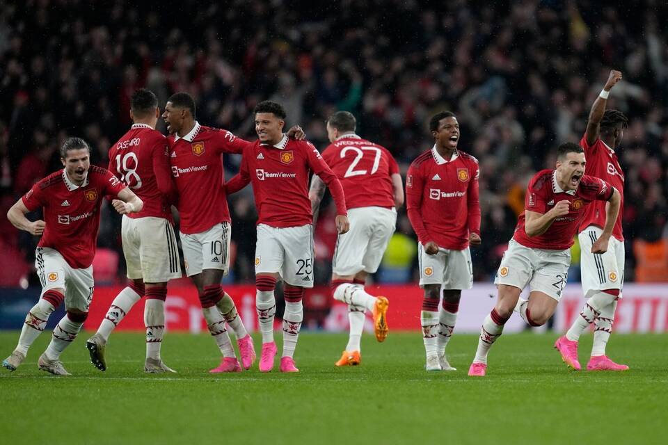 Jubelnde Spieler von Manchester United