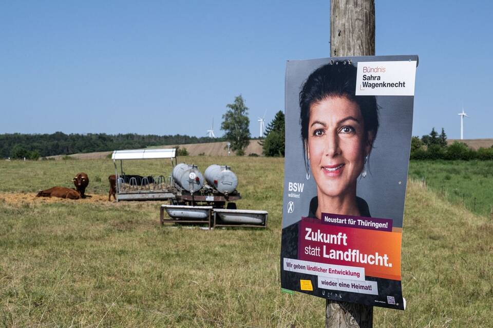 Vor der Landtagswahl in Thüringen - Wahlplakat von BSW Vor der Landtagswahl in Thüringen - Wahlplakat von BSW