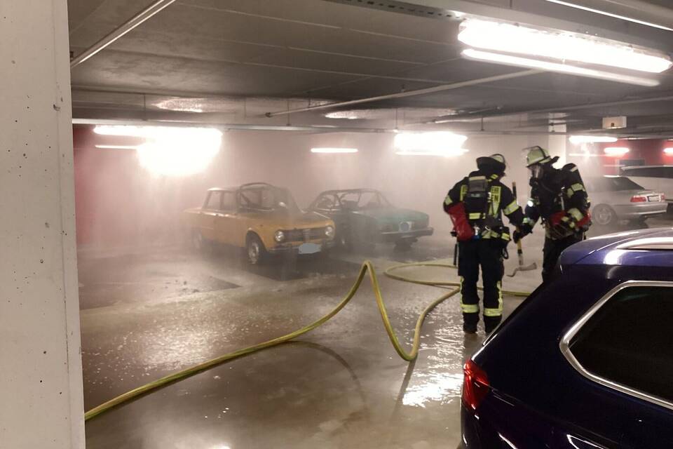 Brand in einer Tiefgarage in Wiesbaden