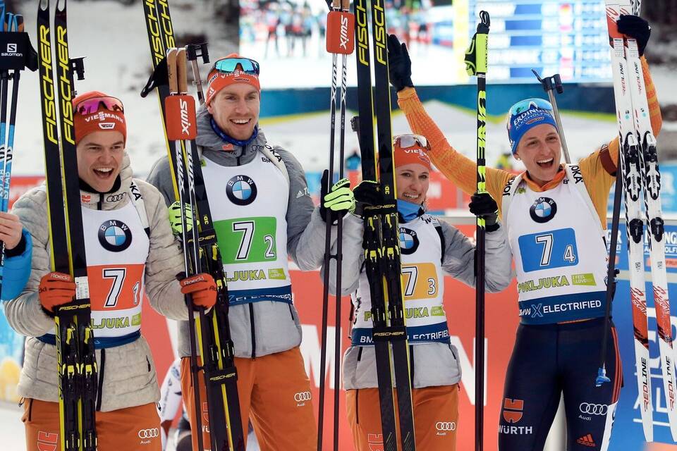Mixed-Staffel in Pokljuka im Jahr 2020