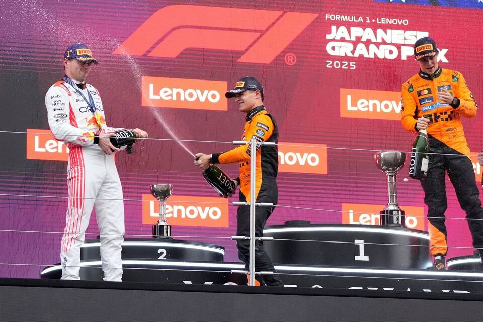 Max Verstappen, Lando Norris und Oscar Piastri Max Verstappen, Lando Norris und Oscar Piastri