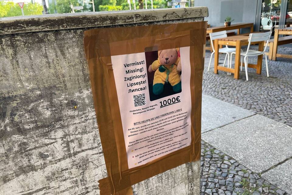 1000 Euro für gestohlenen Teddy ausgesetzt