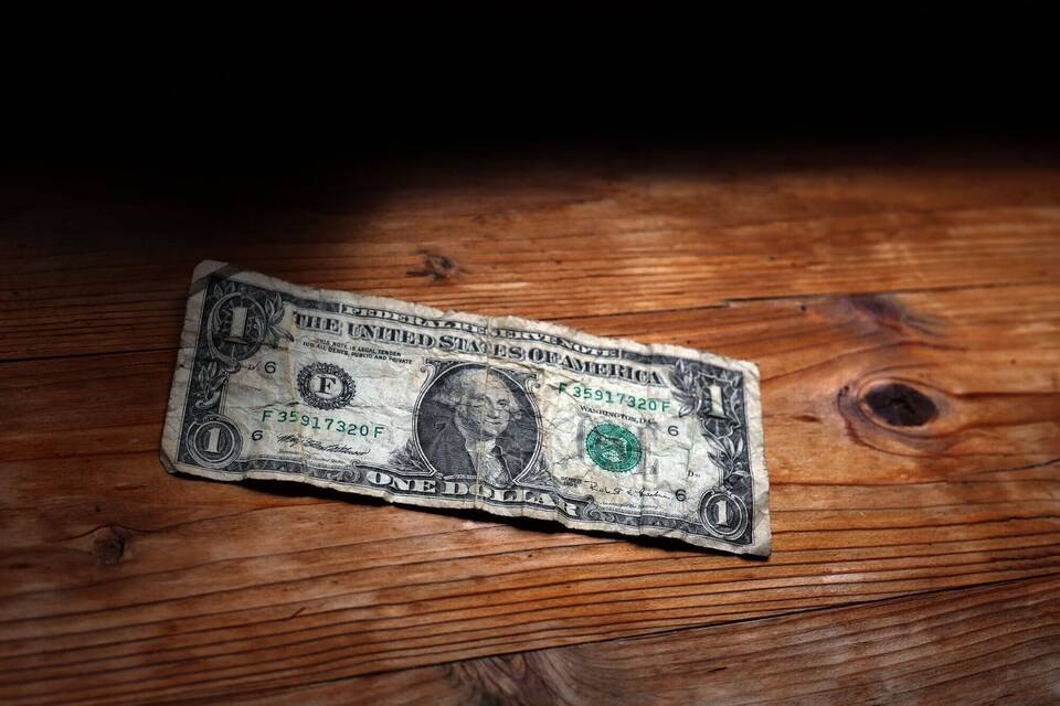 Abgenutzter Ein-Dollar-Schein