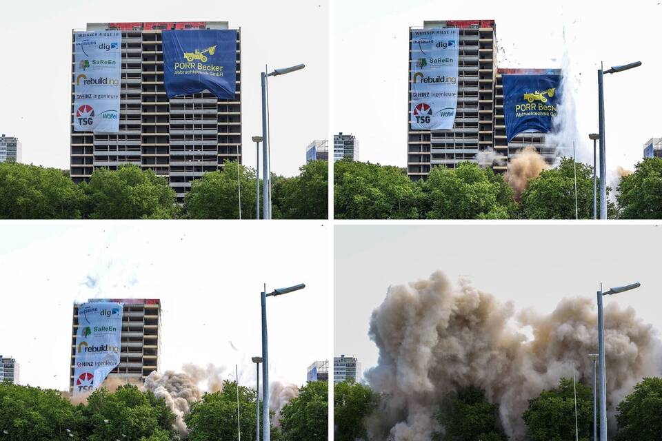 Sprengung «Weißer Riese» in Hochhaus-Viertel Hochheide Sprengung «Weißer Riese» in Hochhaus-Viertel Hochheide