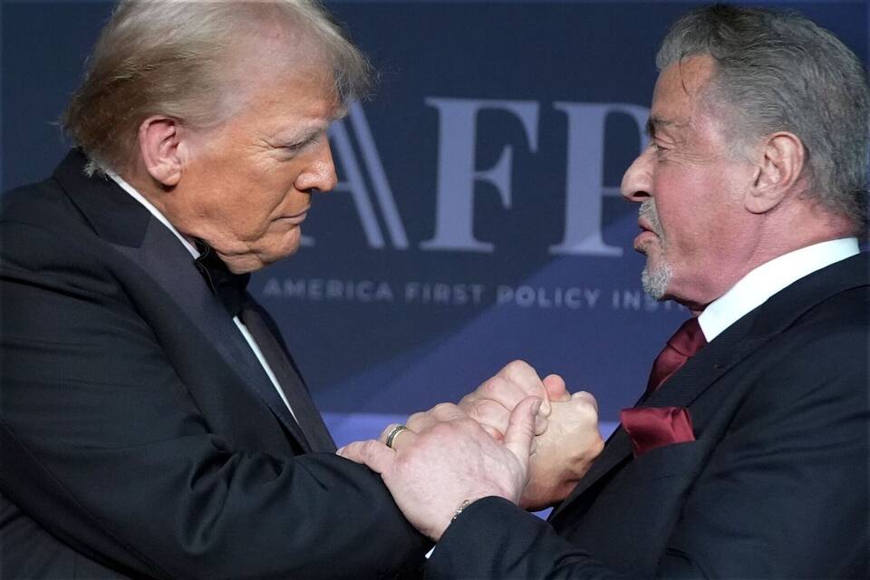 Donald Trump (l.) und Sylvester Stallone