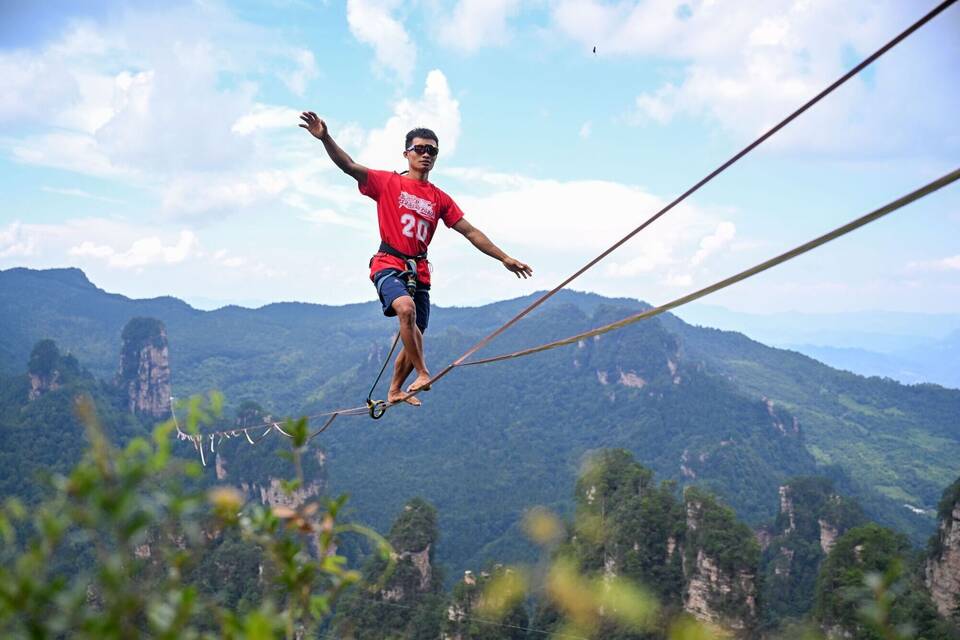 "Slackline-König"-Meisterschaft in China