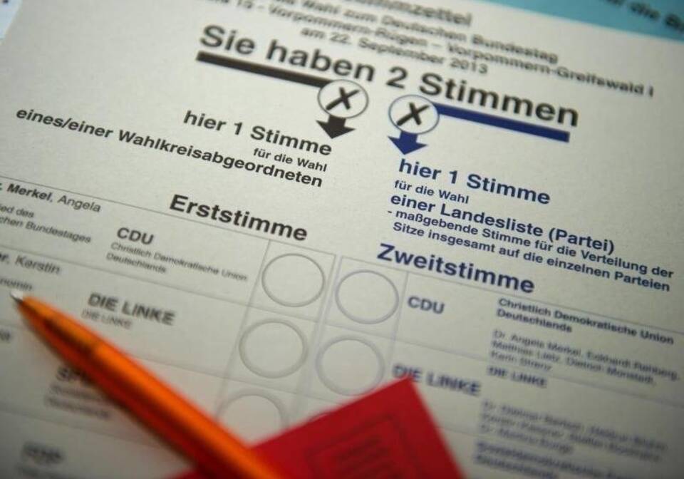 Stimmzettel für die Bundestagswahl