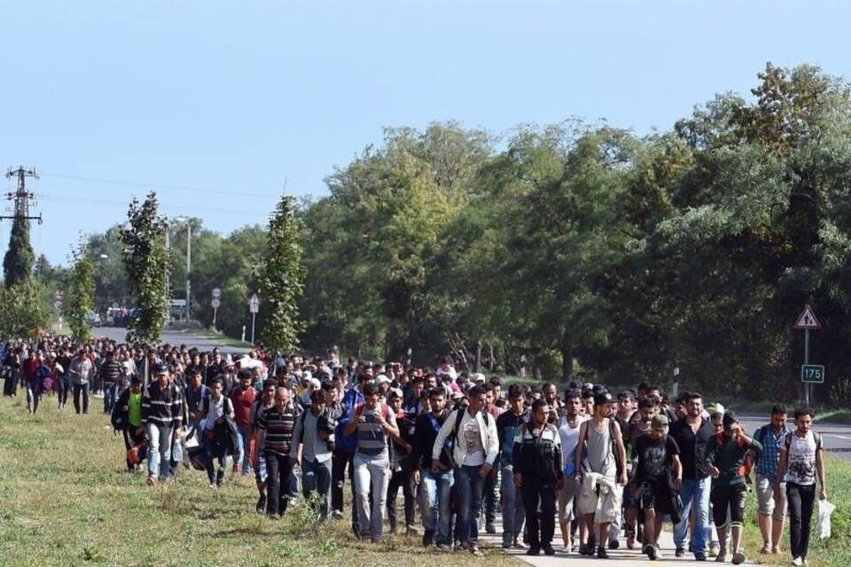 Flüchtlingszug in Ungarn
