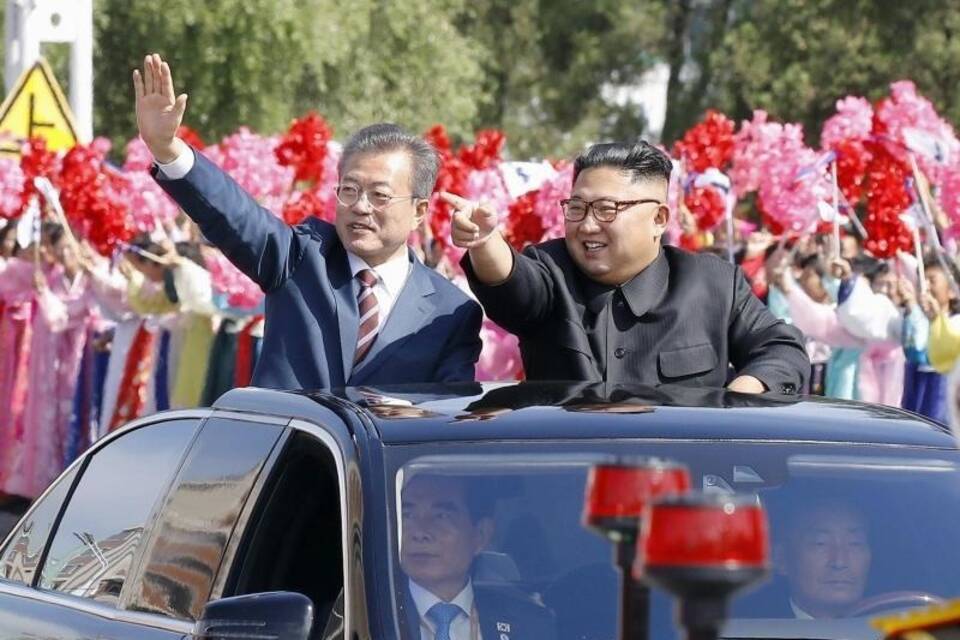 Moon Jae In und Kim Jong Un in Pjöngjang