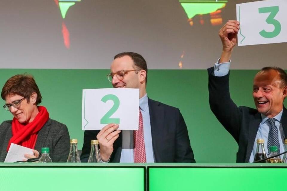 Kramp-Karrenbauer, Spahn und Merz in Leipzig Kramp-Karrenbauer, Spahn und Merz in Leipzig