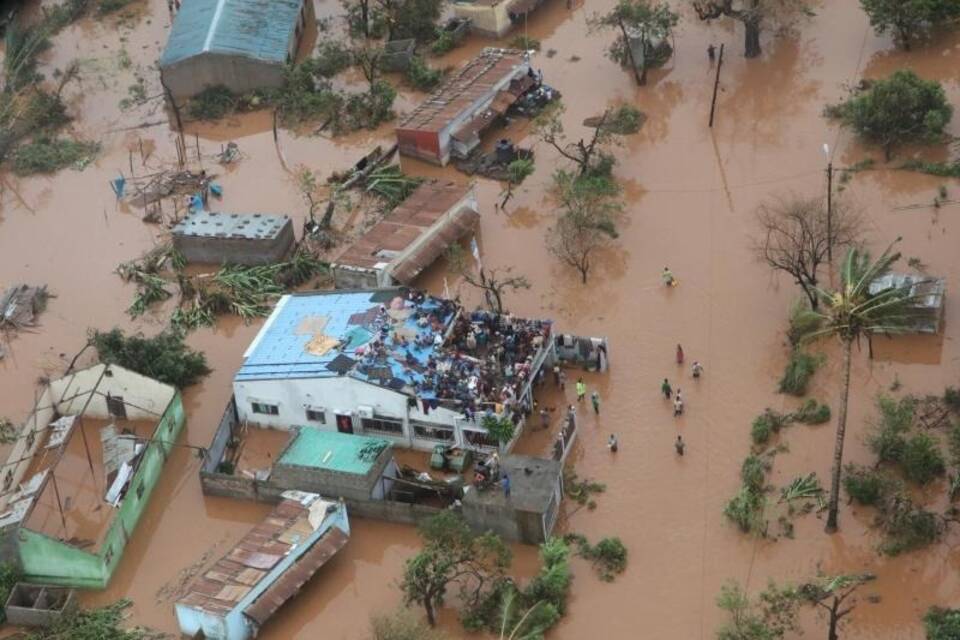 Überschwemmte Landschaft in Mosambik
