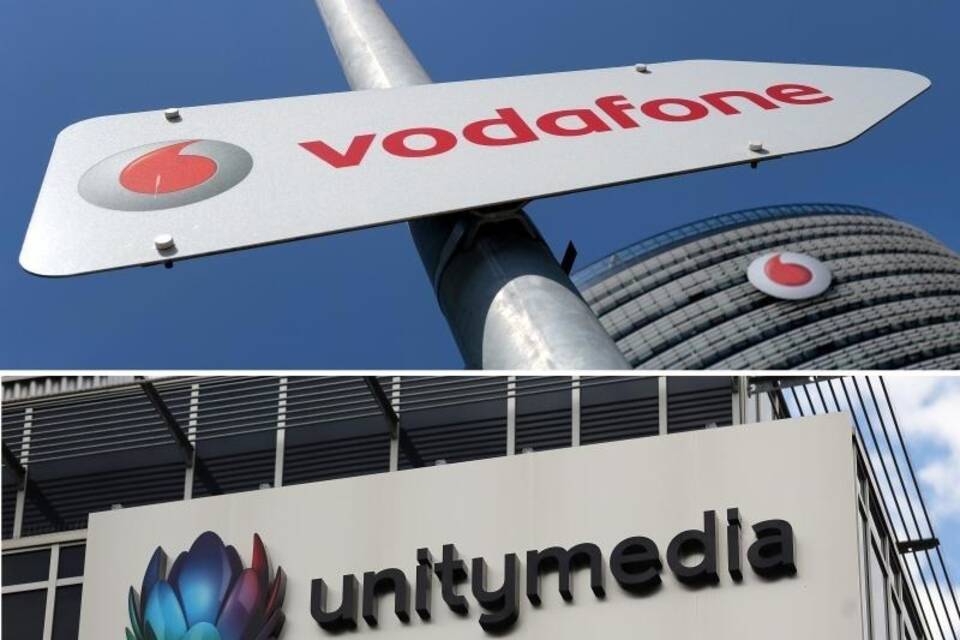 Vodafone- und Unitymedia-Logos Vodafone- und Unitymedia-Logos