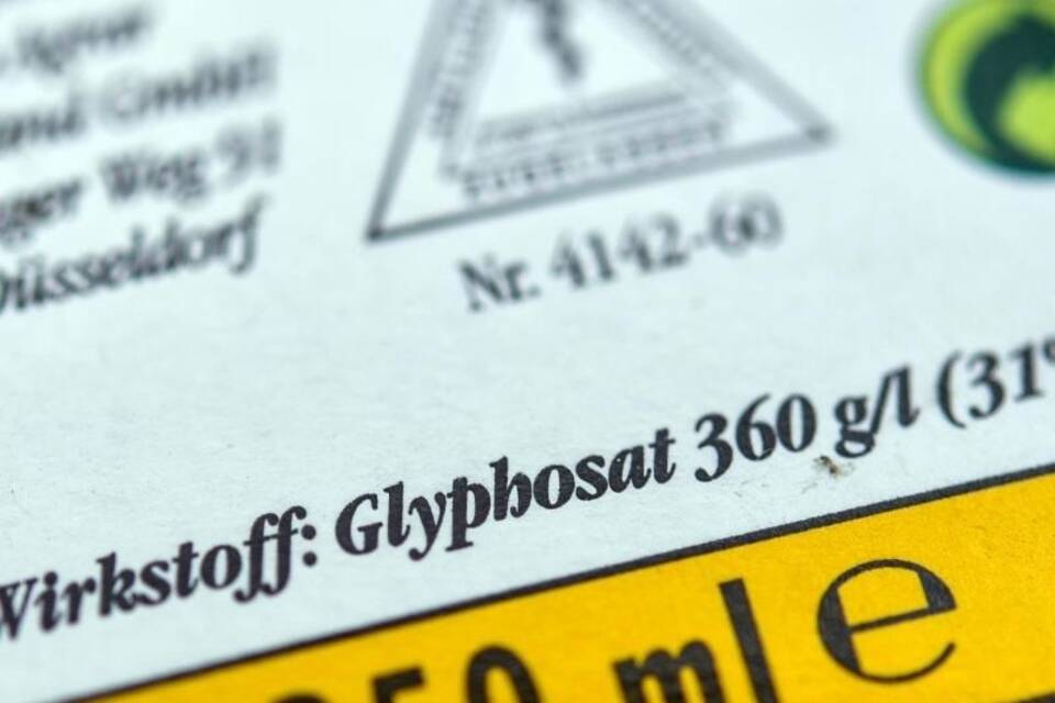 Glyphosat auf einer Verpackungsbeschreibung