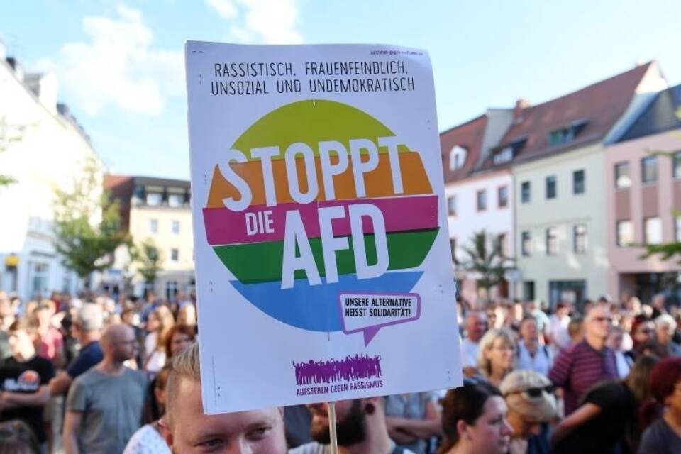 AfD-Wahlkampf in Döbeln - Protest