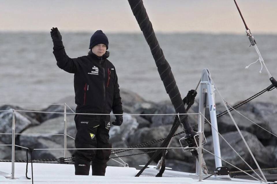 Greta Thunberg an Bord des Katamarans «La Vagabonde»