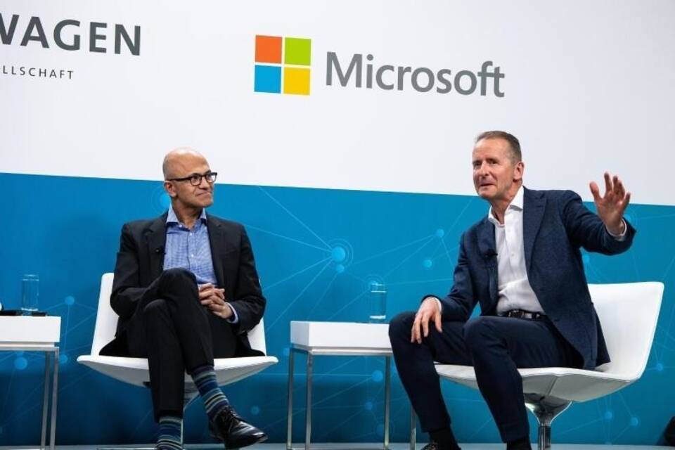 VW-Chef Diess und Microsoft-CEO Nadella VW-Chef Diess und Microsoft-CEO Nadella