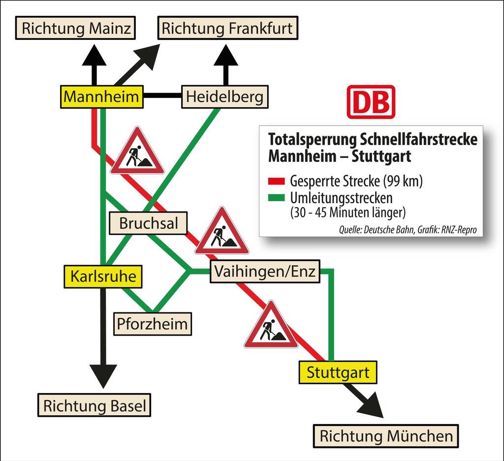 Bahntrasse StuttgartMannheim Ausnahmezustand für