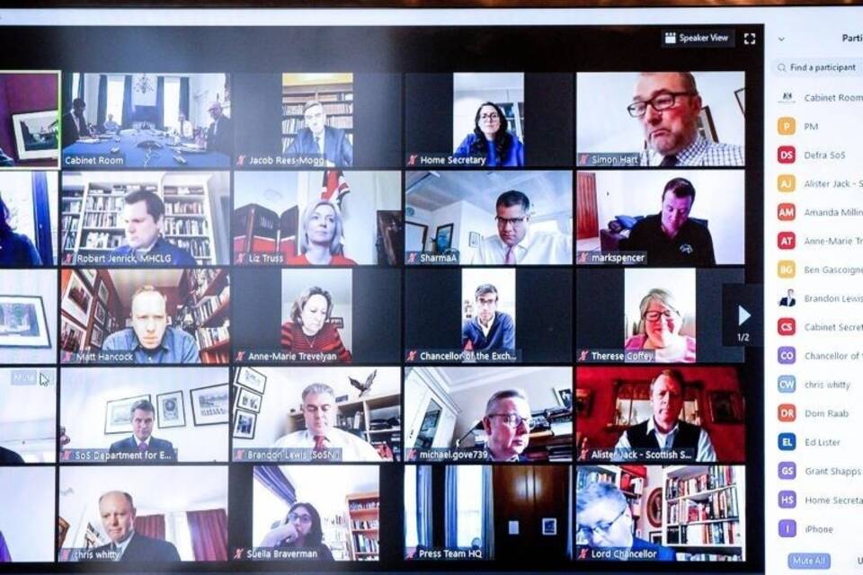 Videokonferenz britisches Kabinett Videokonferenz britisches Kabinett